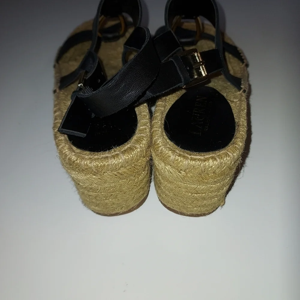 LAUREN by Ralph Lauren Bena Leather Espadrille Sandals